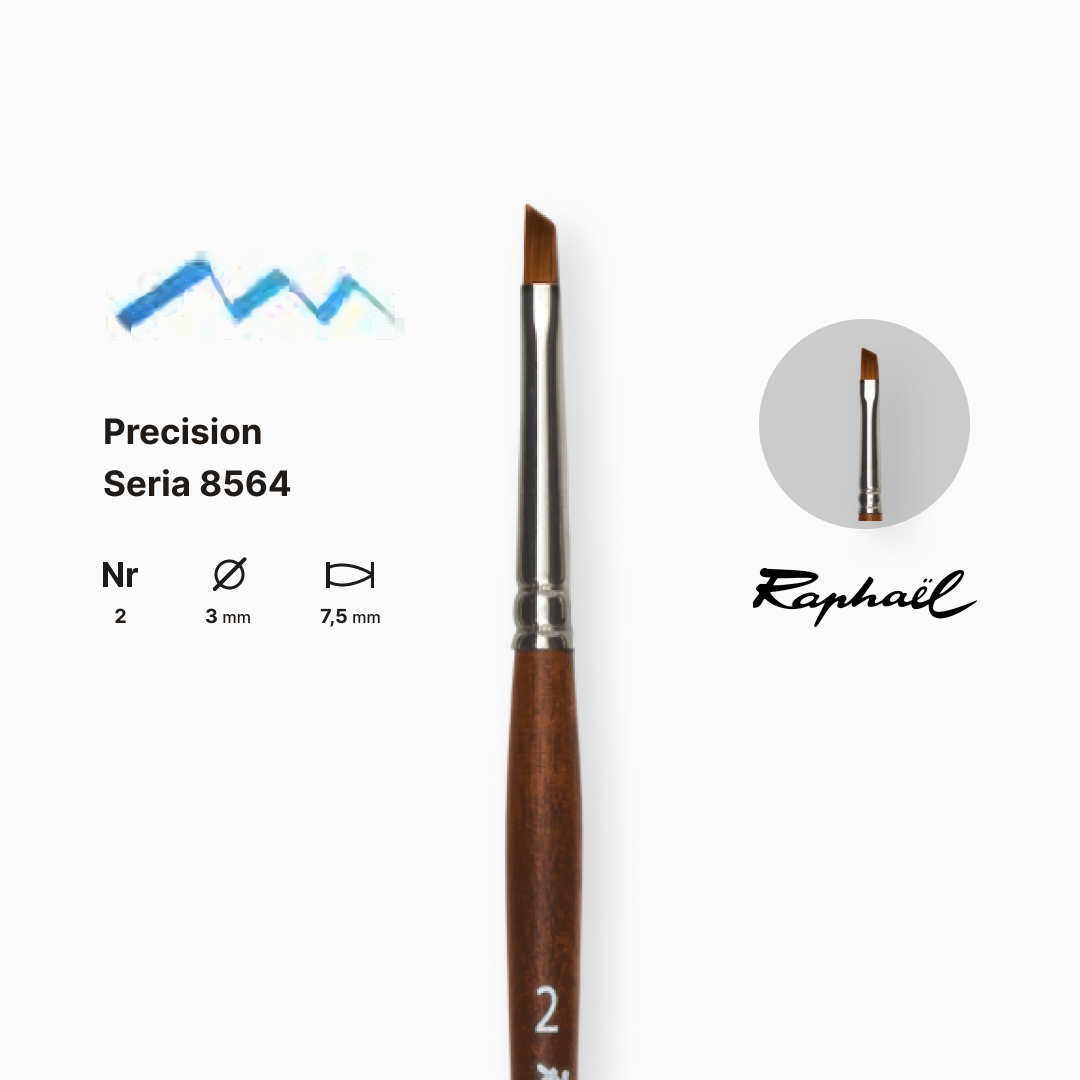 Пензель синтетика кутова (імітація соболя) "Raphael" Precision, №2, коротка ручка, 8564.2 1