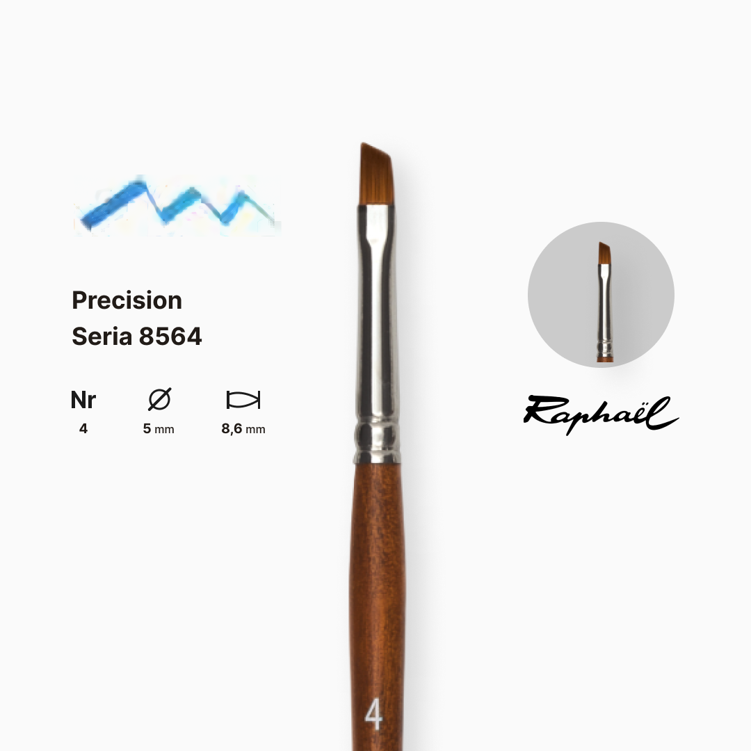 Пензель синтетика кутова (імітація соболя) "Raphael" Precision, №4, коротка ручка, 8564.4 1