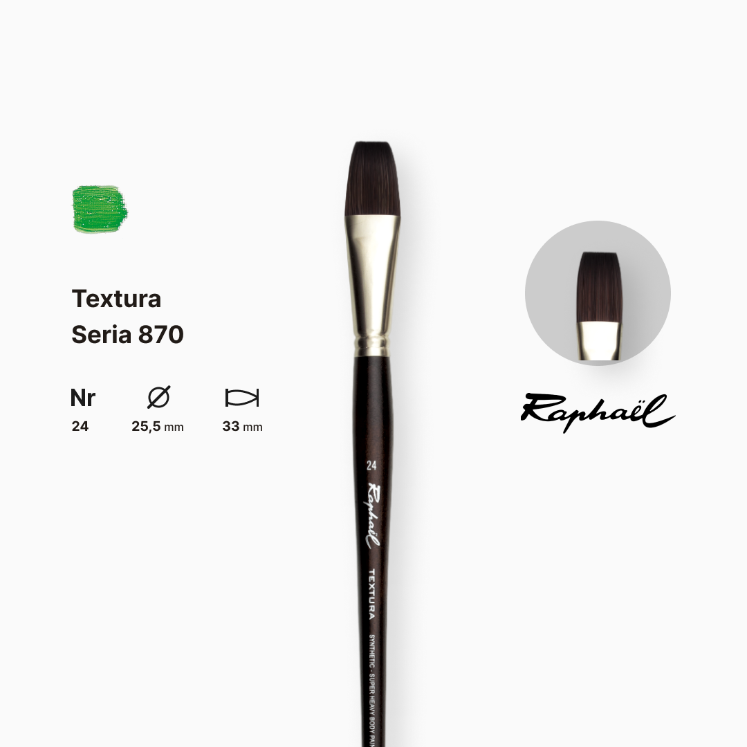 Пензель синтетика плоска "Raphael" Teхtura, №24, професійний, довга ручка, 870.24 1