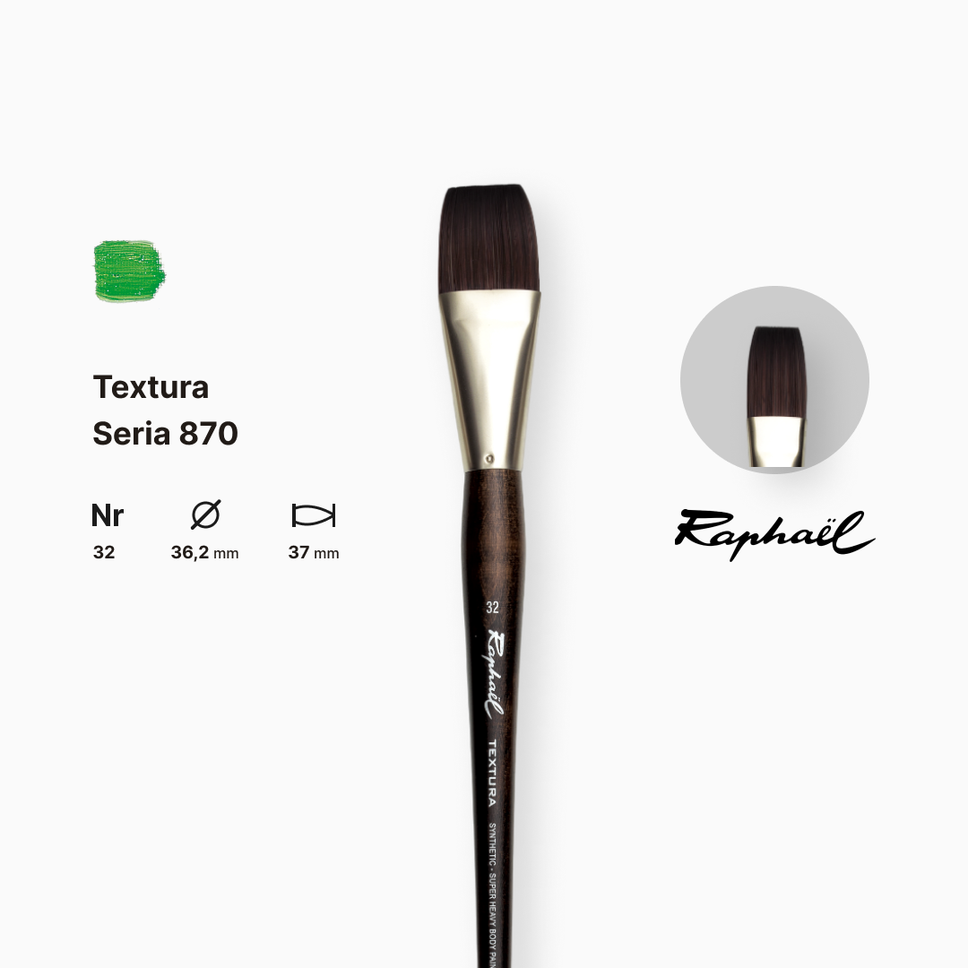 Пензель синтетика плоска "Raphael" Teхtura, №32, професійний, довга ручка, 870.32 1
