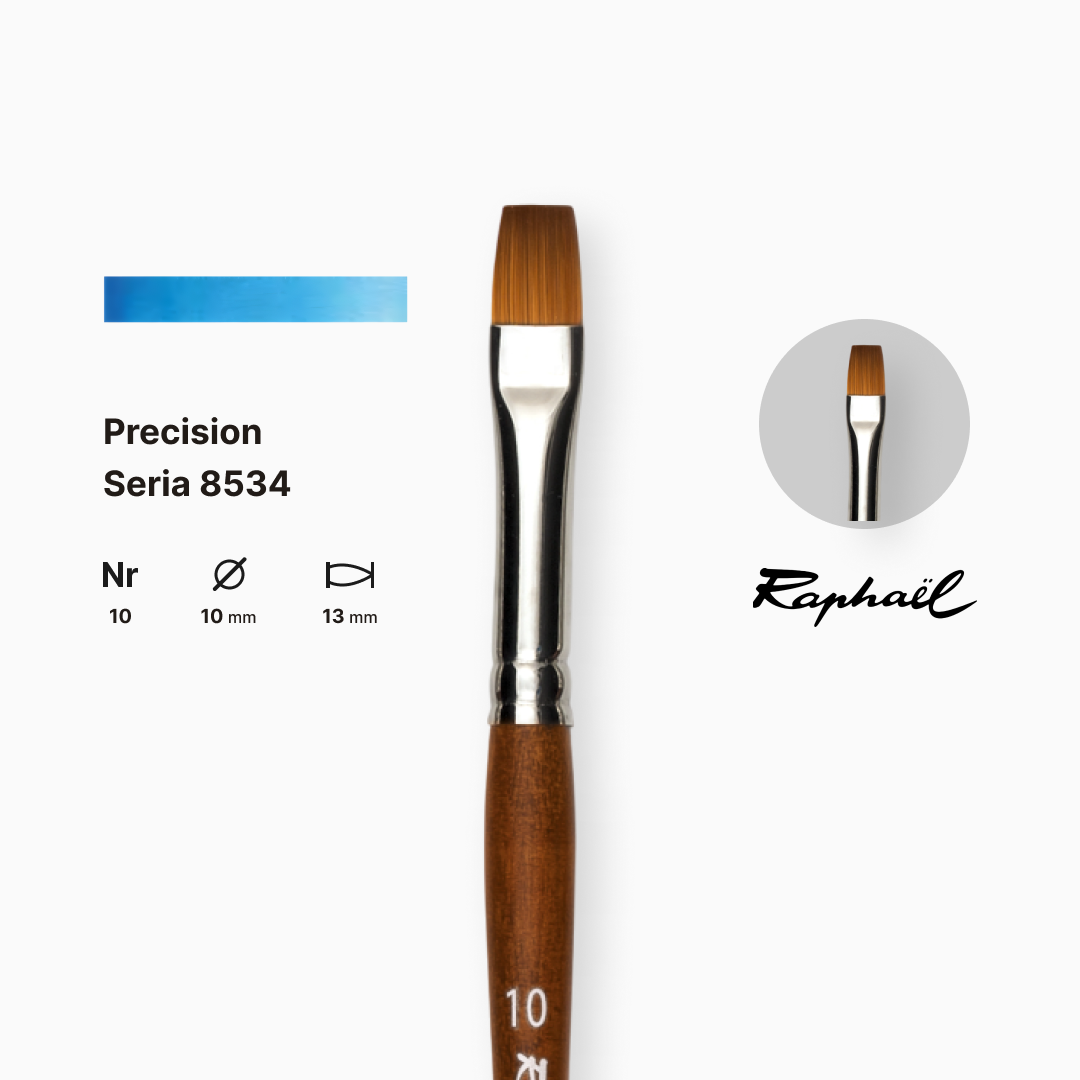 Пензель синтетика плоска (імітація соболя) "Raphael" Precision, №10, коротка ручка, 8534.10 1