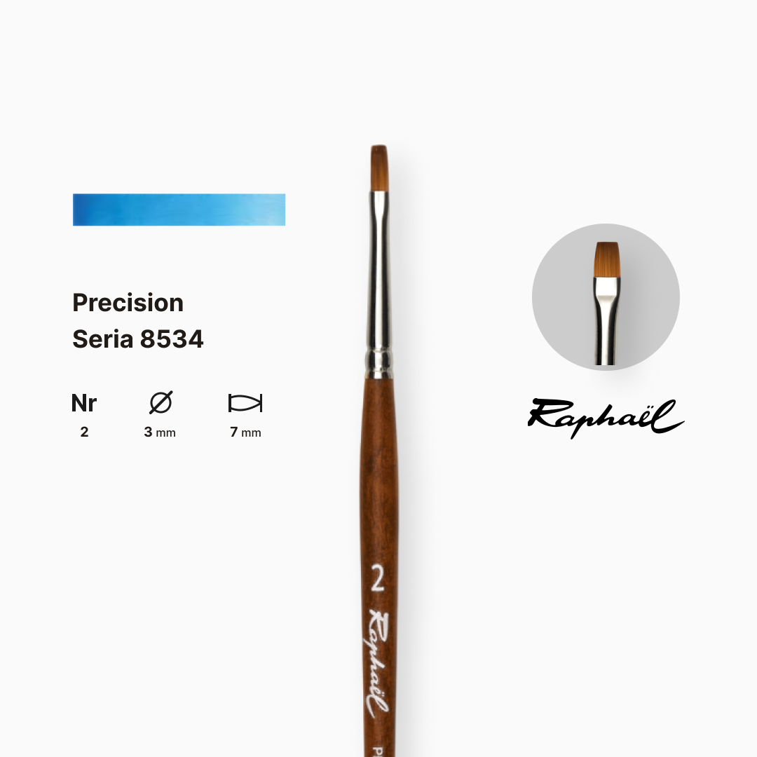 Пензель синтетика плоска (імітація соболя) "Raphael" Precision, №2, коротка ручка, 8534.2 1