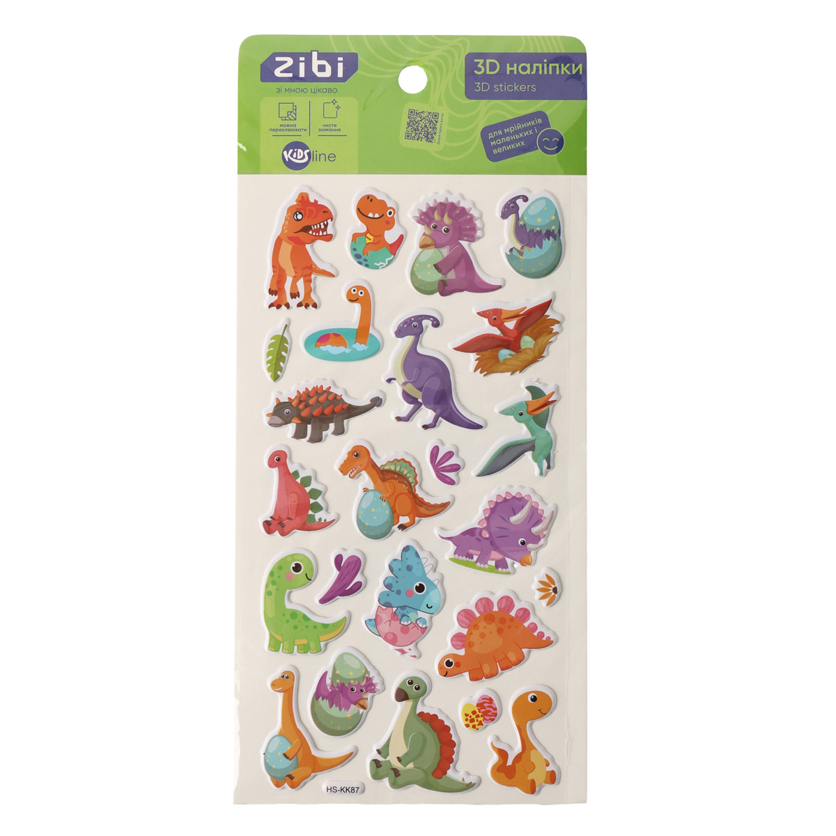 Наклейки 3D Dino детки яркий микс 18 см, KIDS Line, ZB.63378