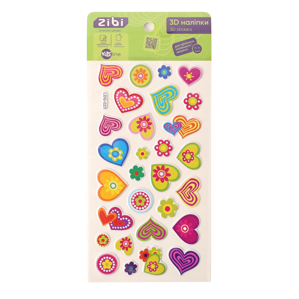 Наклейки 3D Сердечки 18 см, KIDS Line, ZB.63314
