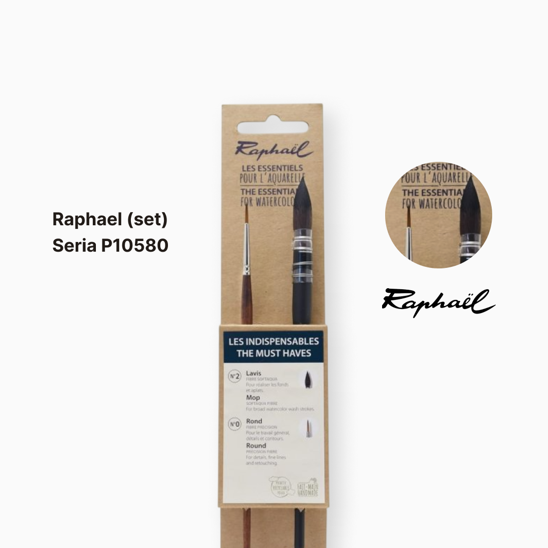 Набір основних круглих пензлів для акварелі "Raphael" 2 шт, круглі, P10580.10 1