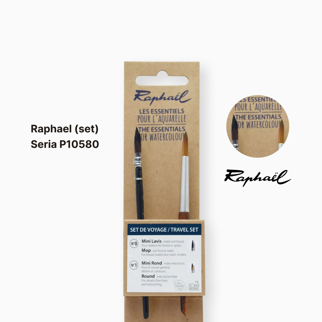 Набір пензлів дорожній, для акварелі "Raphael" 2 шт, круглі, P10580.20 1