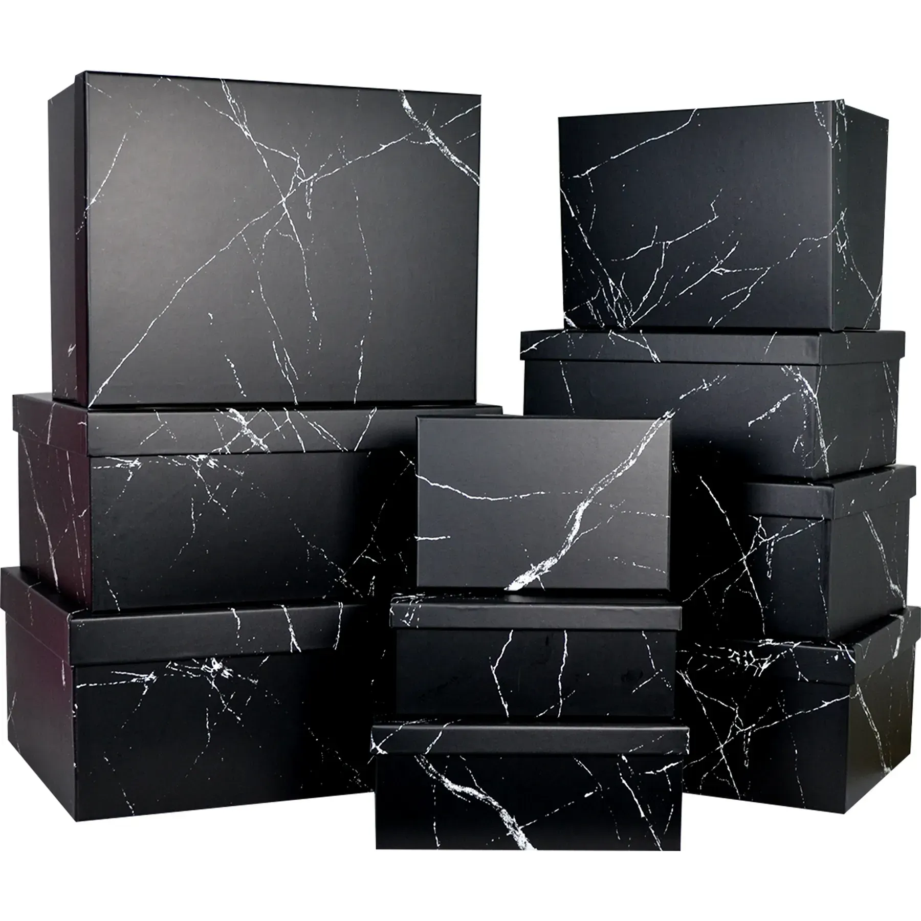 Подарункова коробка прямокутна, "Чорний мармур", 19*13*7,5 см, 1110109621