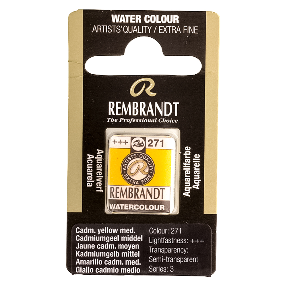 Outlet40 Фарба акварельна Rembrandt 271 Кадмій жовтий середній, кювета, Royal Talens/1016595