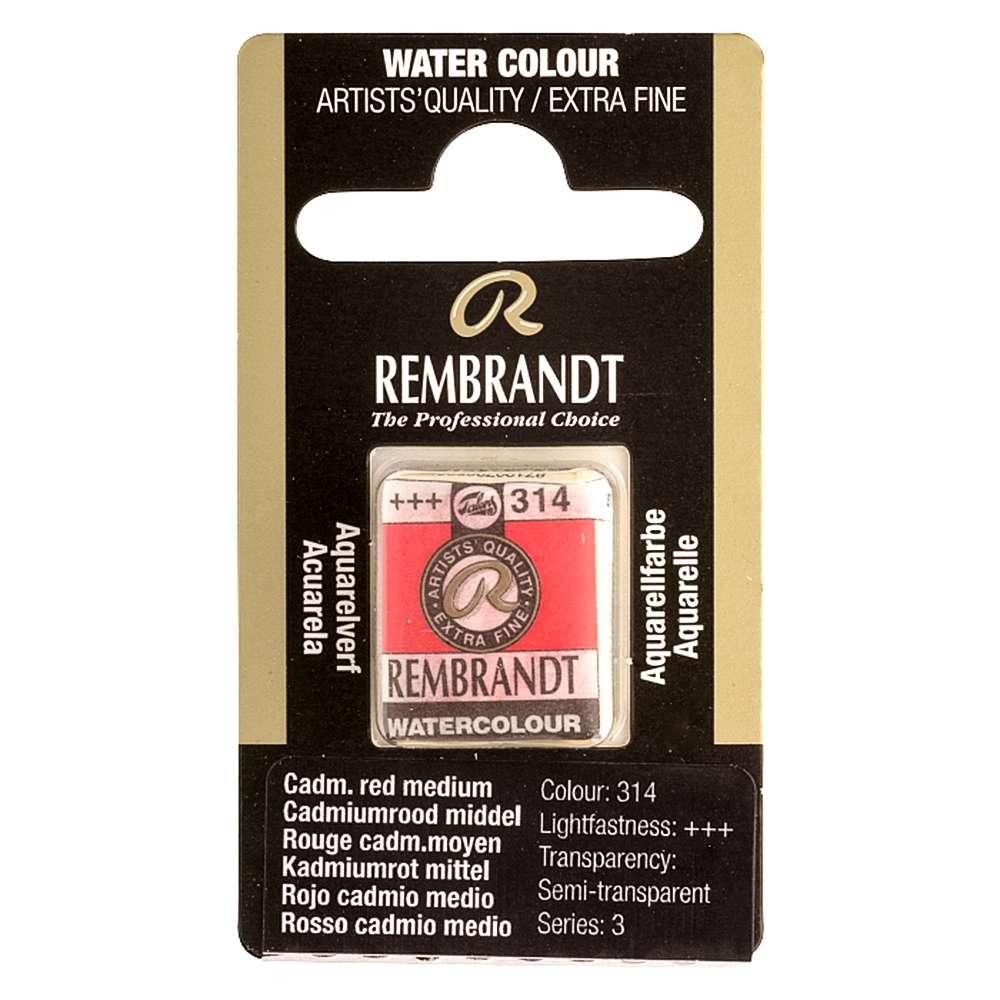 Outlet40 Фарба акварельна Rembrandt 314 Кадмій червоний середній, кювета, Royal Talens/1016599