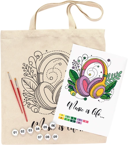 Набор, экосумка-раскраска "Music is Life", хлопок 220 г/м2, 38*42 см, ROSA Talent 2