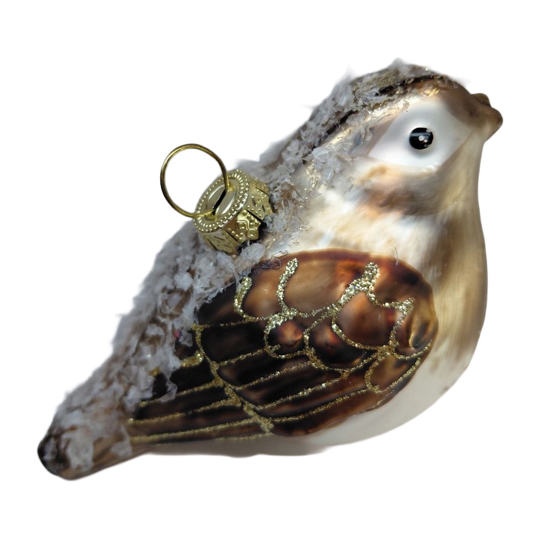 Підвіска новорічна скляна Пташка у вінку з остролиста 13 см (3 види), 44739 ТМ "SHISHI" 1