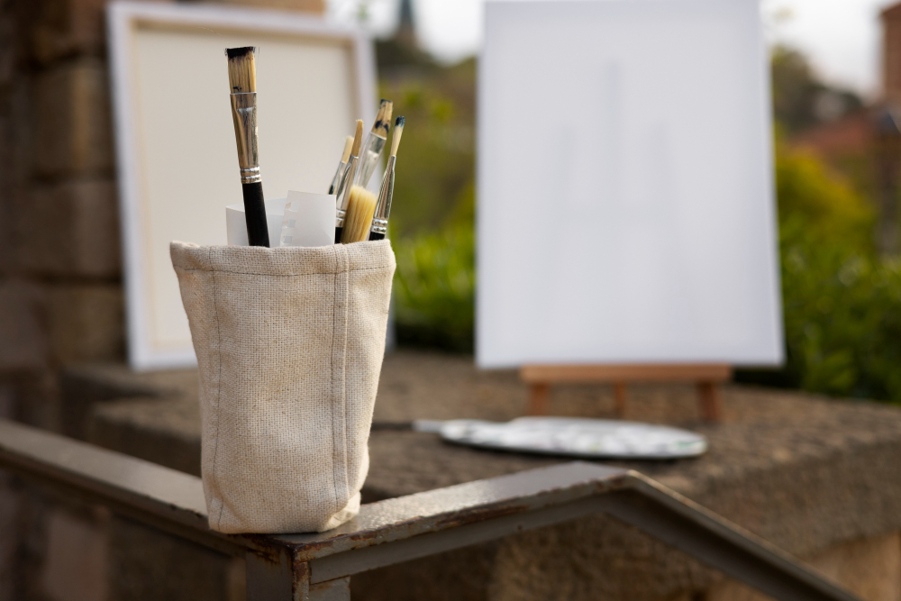 Компактний складаний мольберт та сумка художника з художніми матеріалами для пленеру