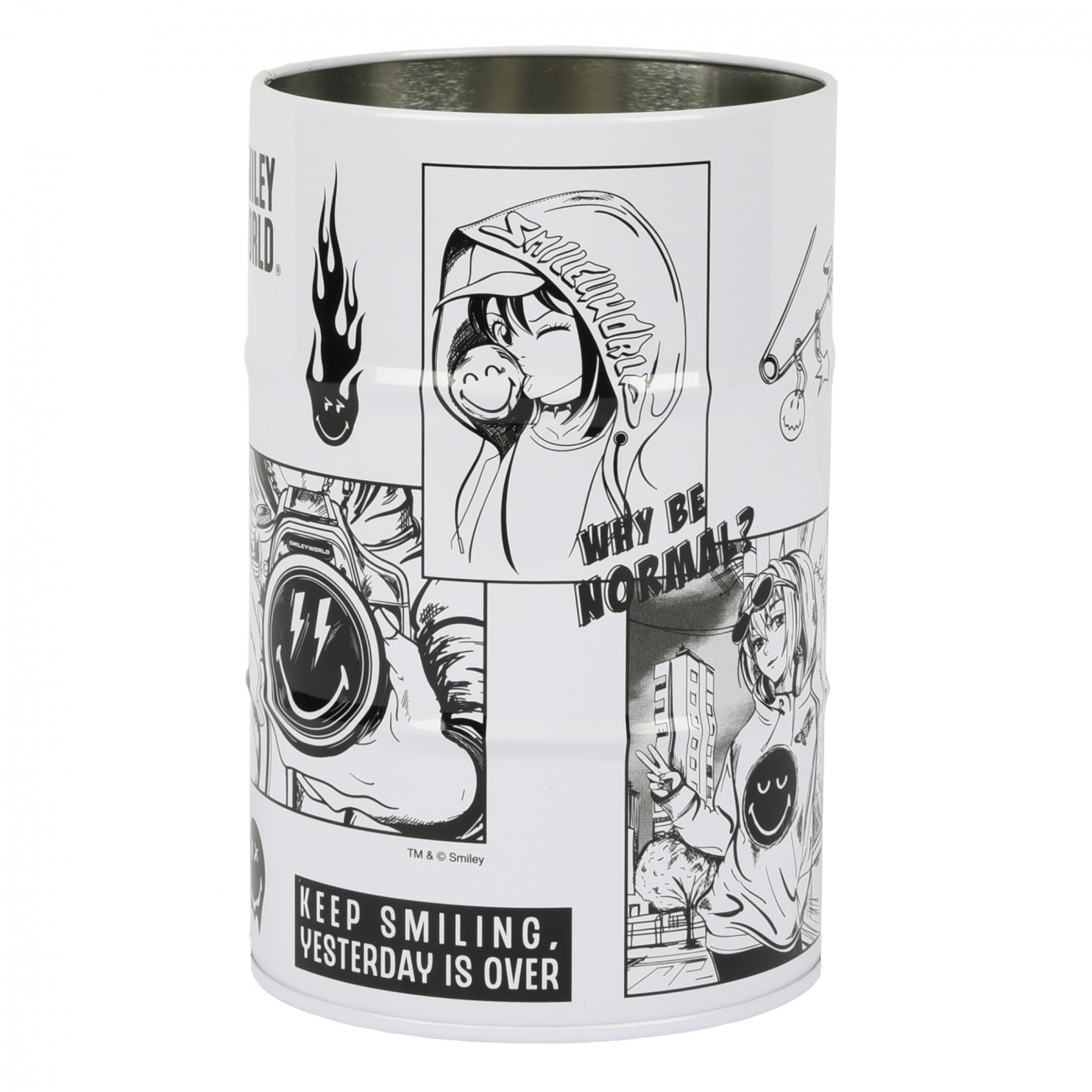Стакан-подставка бочка Yes "Smiley World" металл, большой, 470547