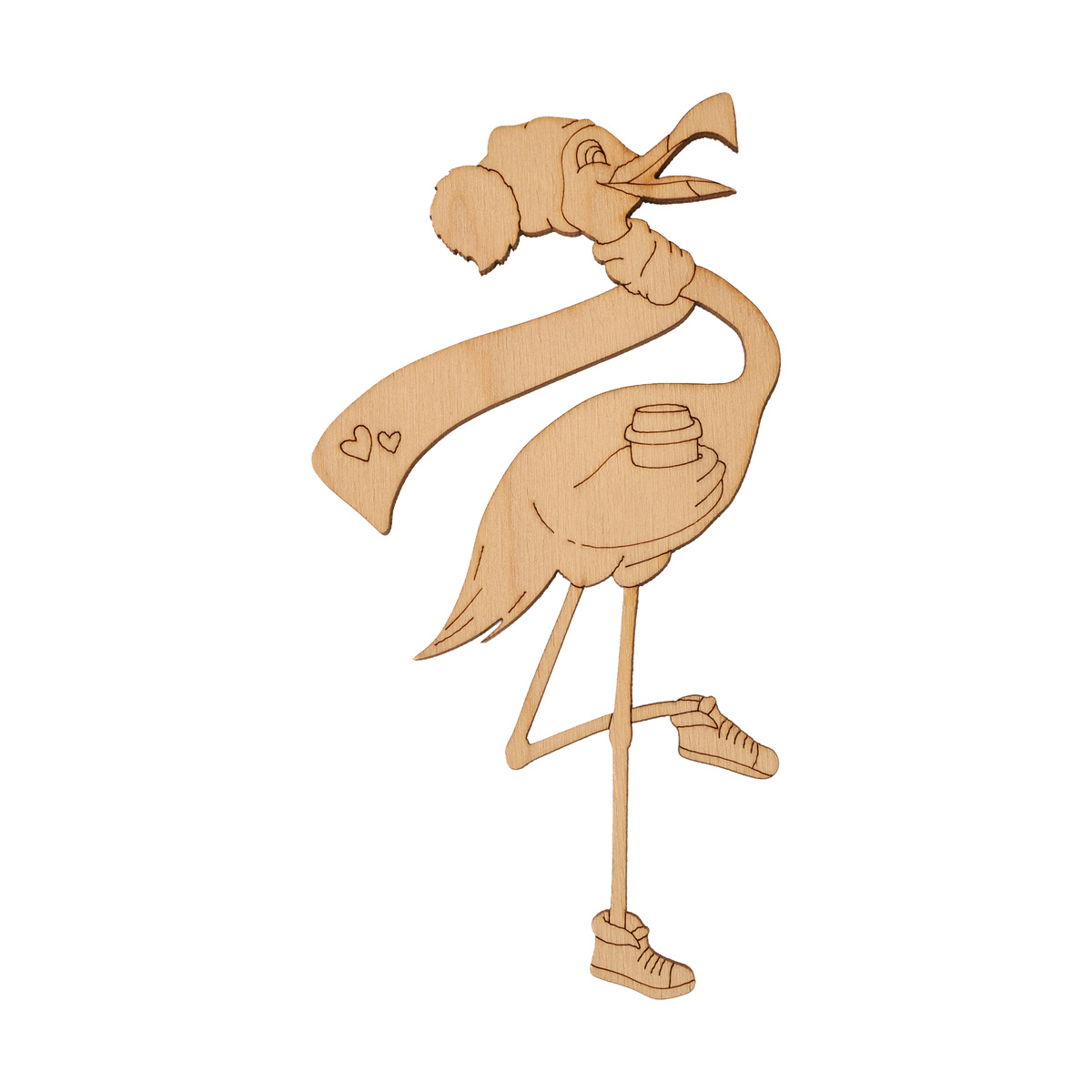 Заготівка з фанери Розмальовка "Фламінго в зимовому одязі" 15*7,9 см, 100020 ArtBober