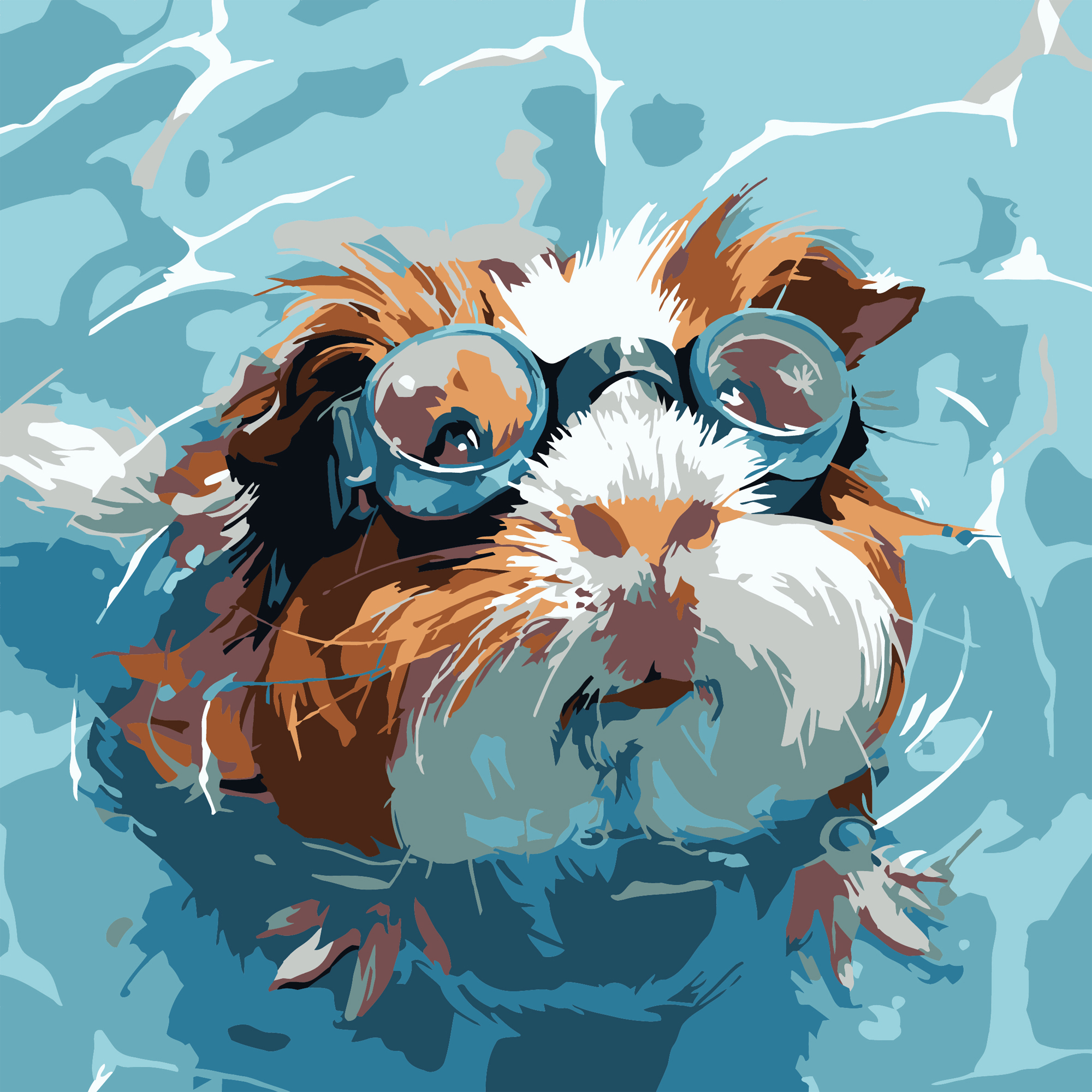 Картина по номерам 20*20 см "Морская свинка в воде", HH8039 ТМ "Strateg"