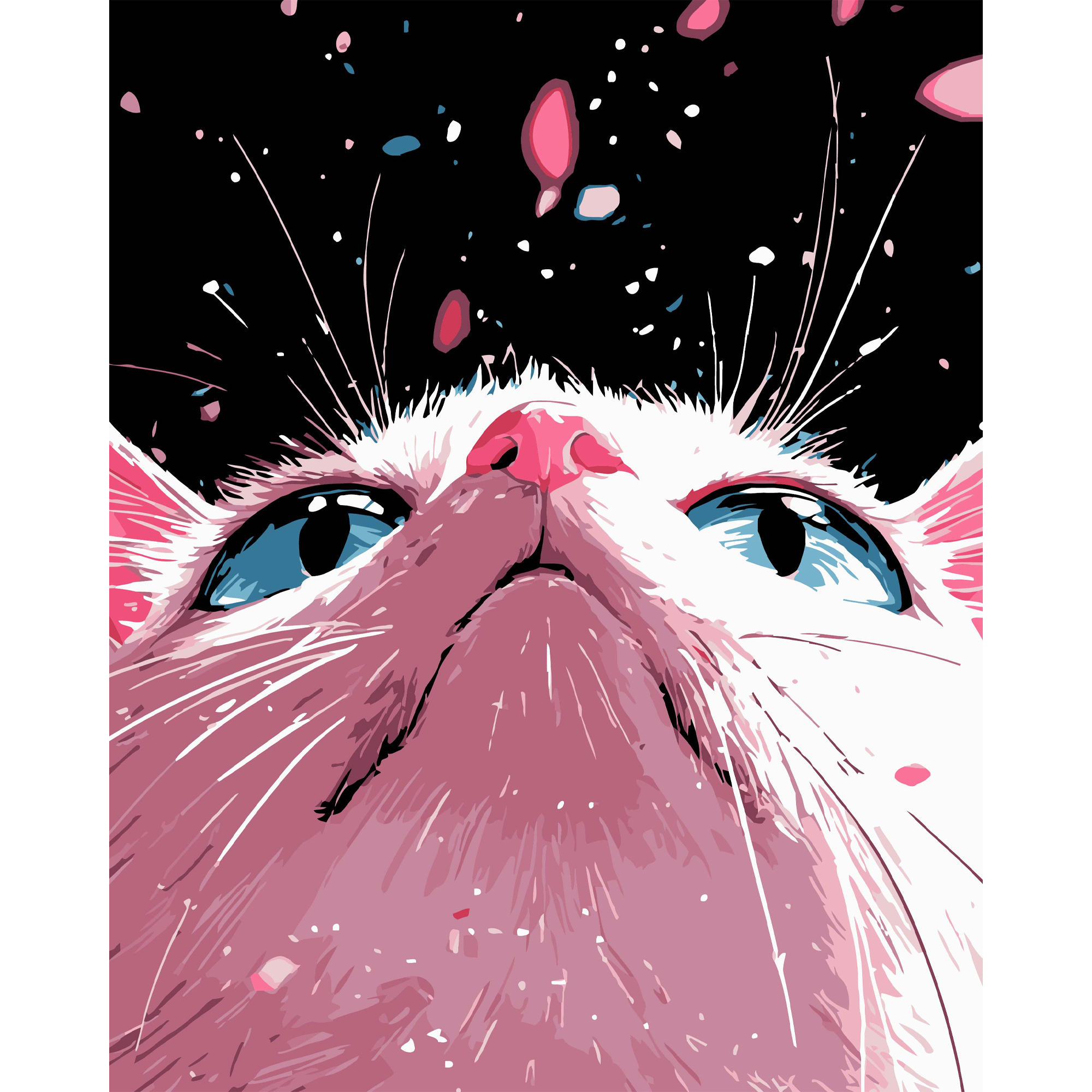 Набор для росписи по номерам 40*50 см "Розовый котенок" на черном фоне, AH1179-12 ТМ "Strateg"