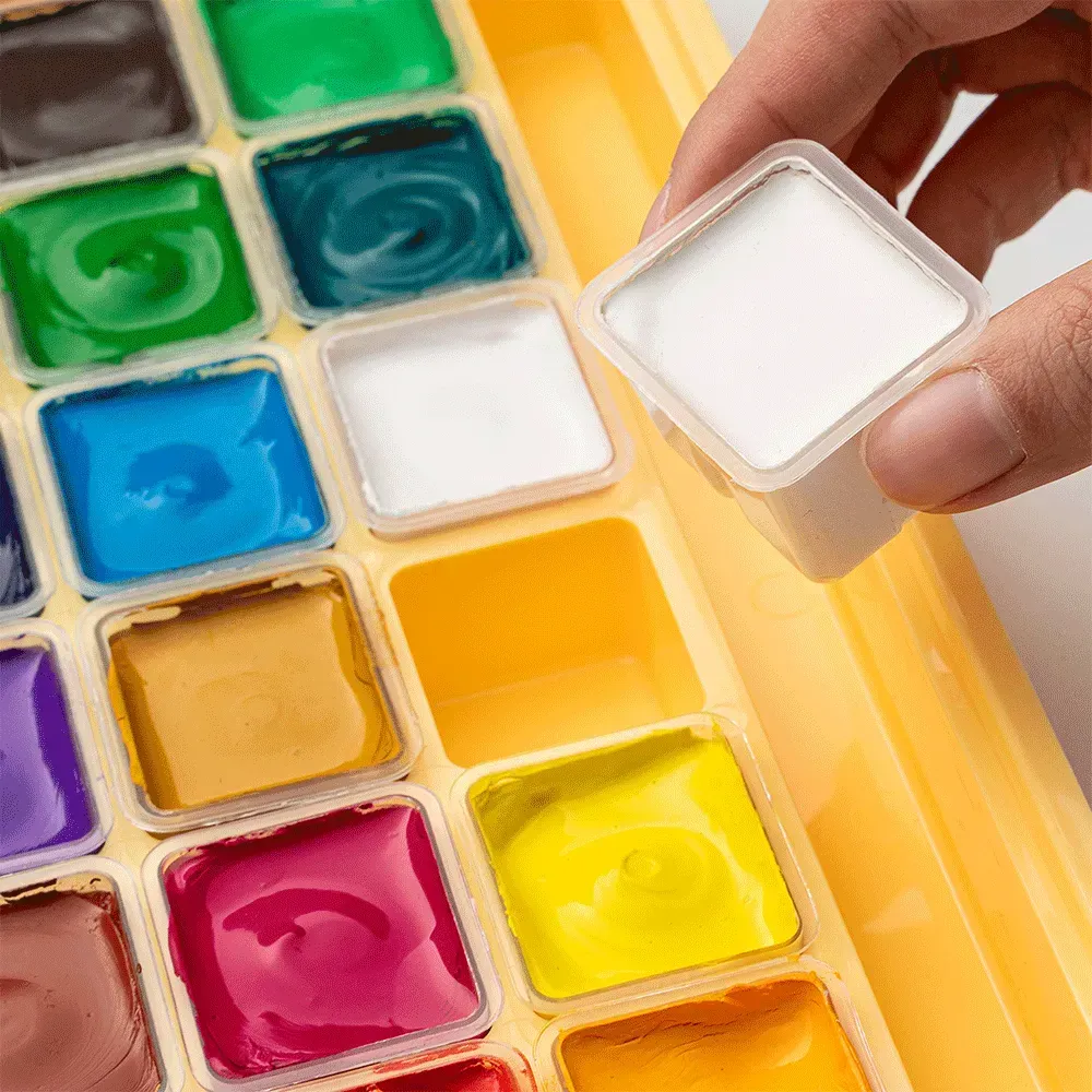 Набор гуашевых красок Jelly Cup 18*30 мл, желтый пластик.пенал, HIMI 6