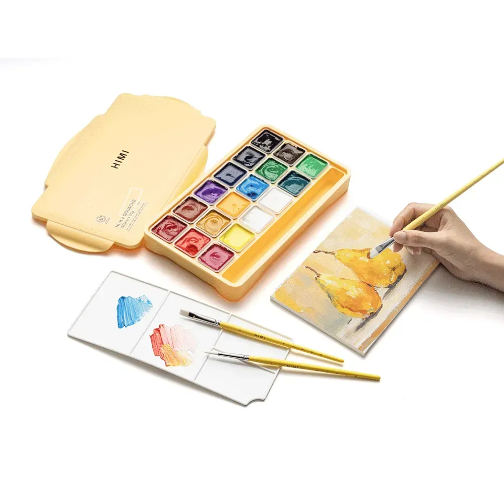 Набор гуашевых красок Jelly Cup 18*30 мл, желтый пластик.пенал, HIMI 5