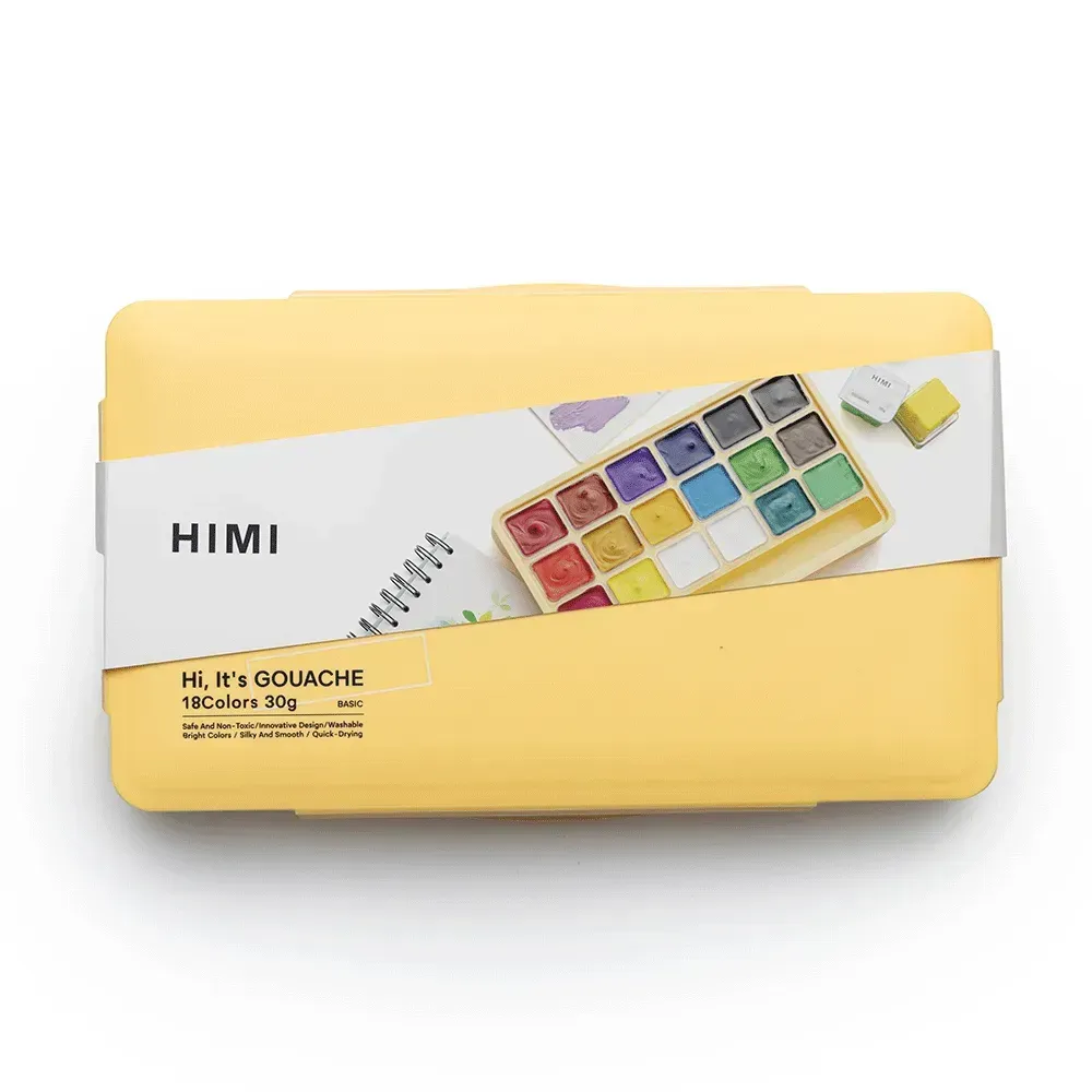 Набор гуашевых красок Jelly Cup 18*30 мл, желтый пластик.пенал, HIMI