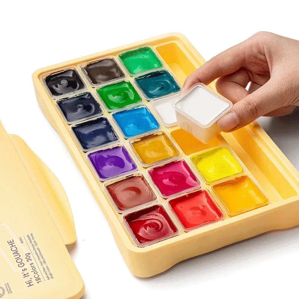 Набор гуашевых красок Jelly Cup 18*30 мл, желтый пластик.пенал, HIMI 4