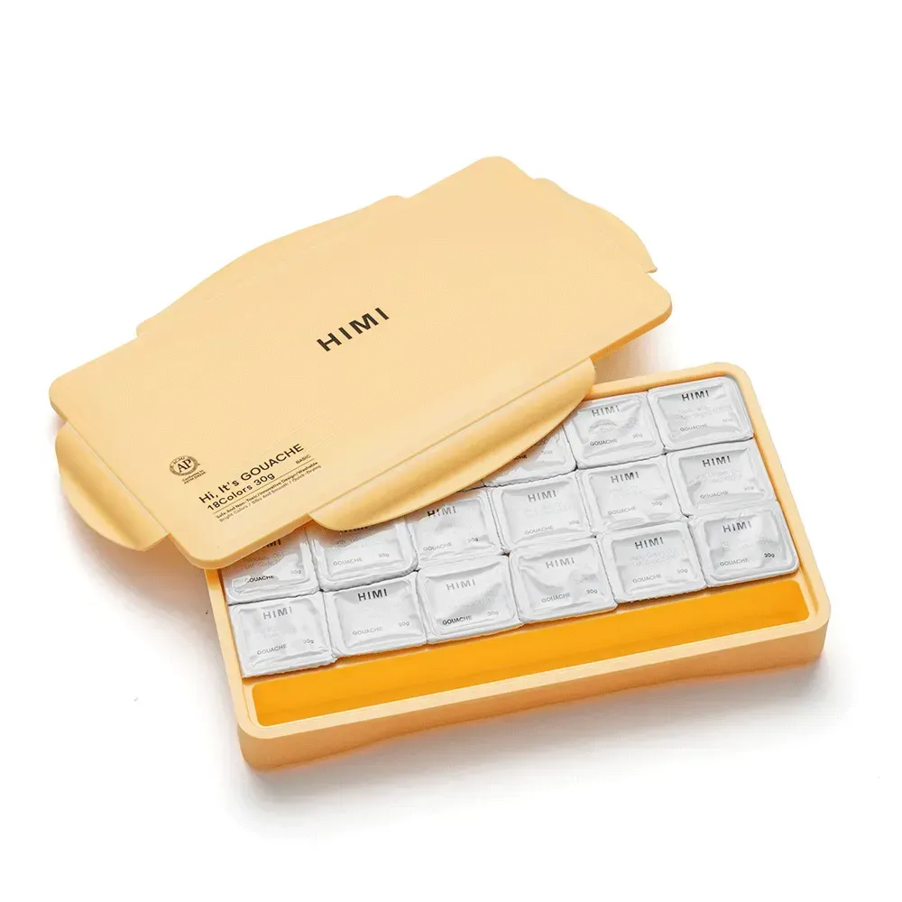 Набор гуашевых красок Jelly Cup 18*30 мл, желтый пластик.пенал, HIMI 2