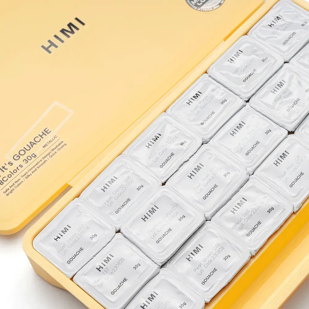 Набор гуашевых красок Jelly Cup 18*30 мл, Металлики, желтый пластик.пенал, HIMI 1