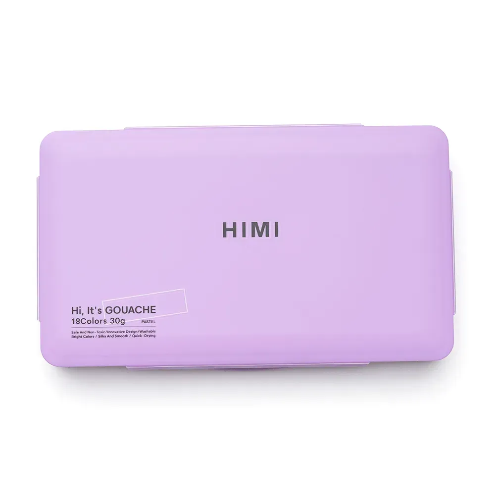 Набор гуашевых красок Jelly Cup 18*30 мл, Пастельные, фиолетовый пластик.пенал, HIMI 1