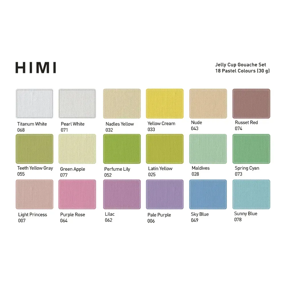 Набор гуашевых красок Jelly Cup 18*30 мл, Пастельные, фиолетовый пластик.пенал, HIMI 10