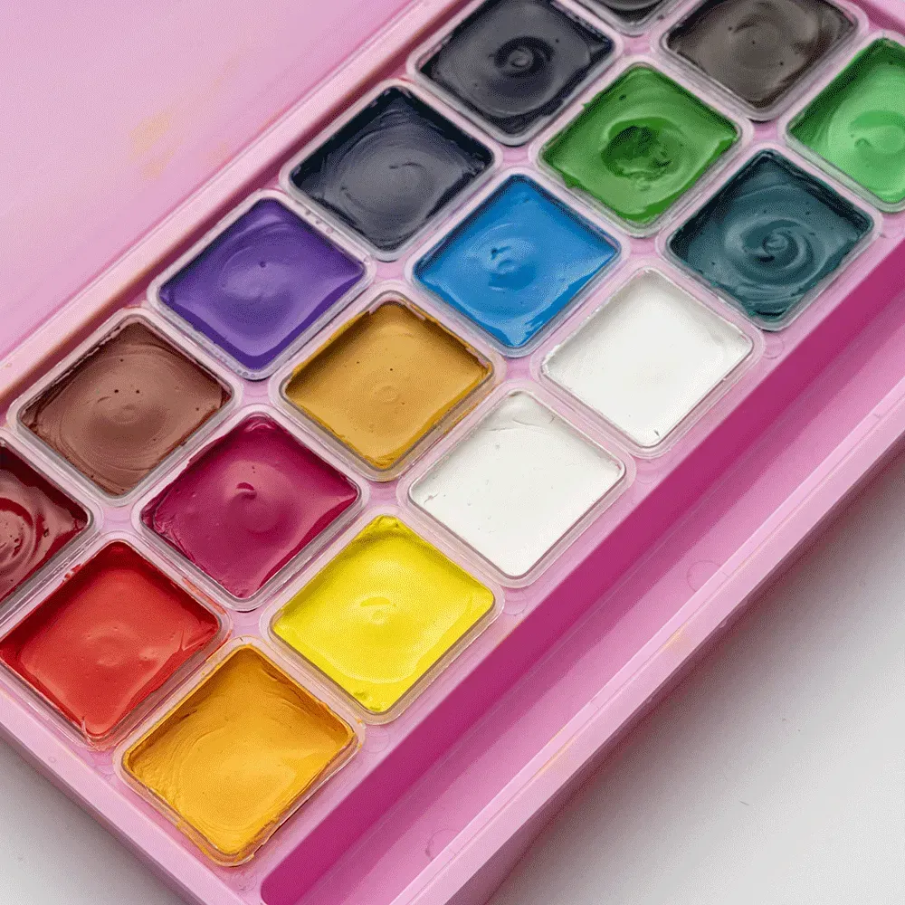 Набор гуашевых красок Jelly Cup 18*30 мл, розовый пластик.пенал, HIMI 5