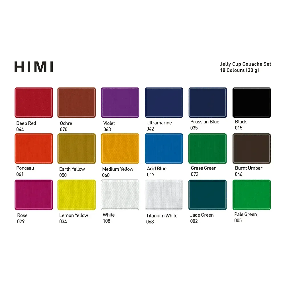 Набор гуашевых красок Jelly Cup 18*30 мл, розовый пластик.пенал, HIMI 9