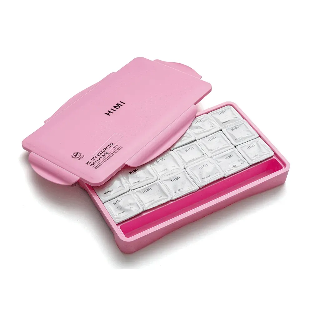 Набор гуашевых красок Jelly Cup 18*30 мл, розовый пластик.пенал, HIMI 2