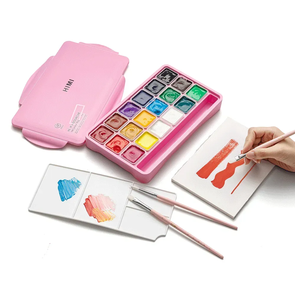 Набор гуашевых красок Jelly Cup 18*30 мл, розовый пластик.пенал, HIMI 3