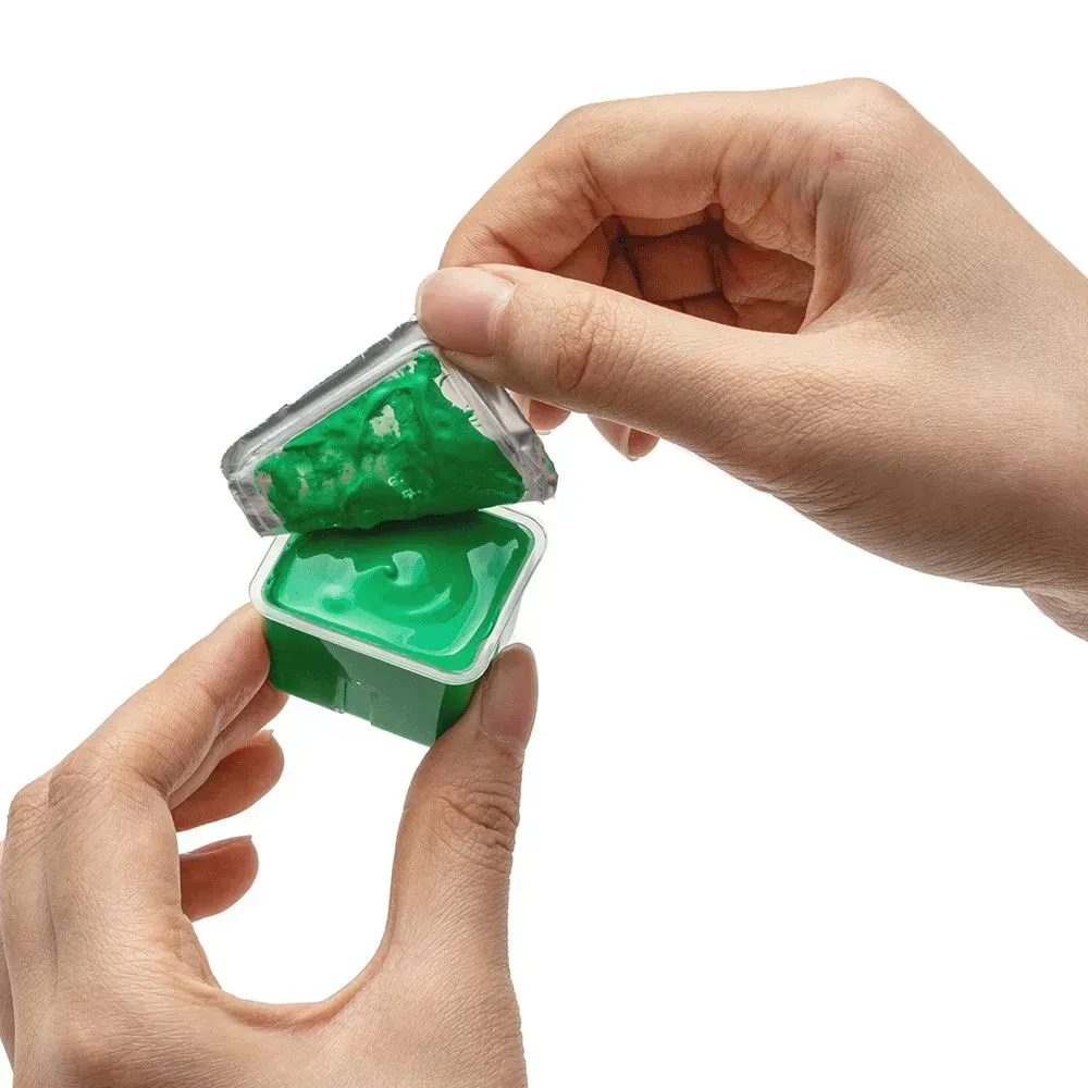 Набор гуашевых красок Jelly Cup 18*30 мл+3 кисти, зеленый пластик.пенал, HIMI 4