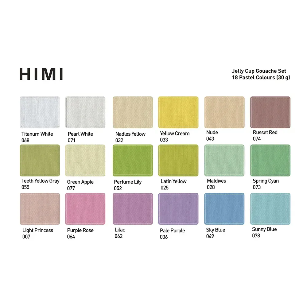 Набор гуашевых красок Jelly Cup 18*30 мл+3 кисти, Пастельные, фиолетовый пластик.пенал, HIMI 8