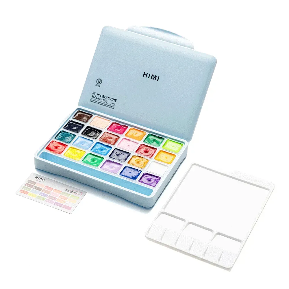 Набор гуашевых красок Jelly Cup 24*30 мл, синий пластик.пенал, HIMI 4