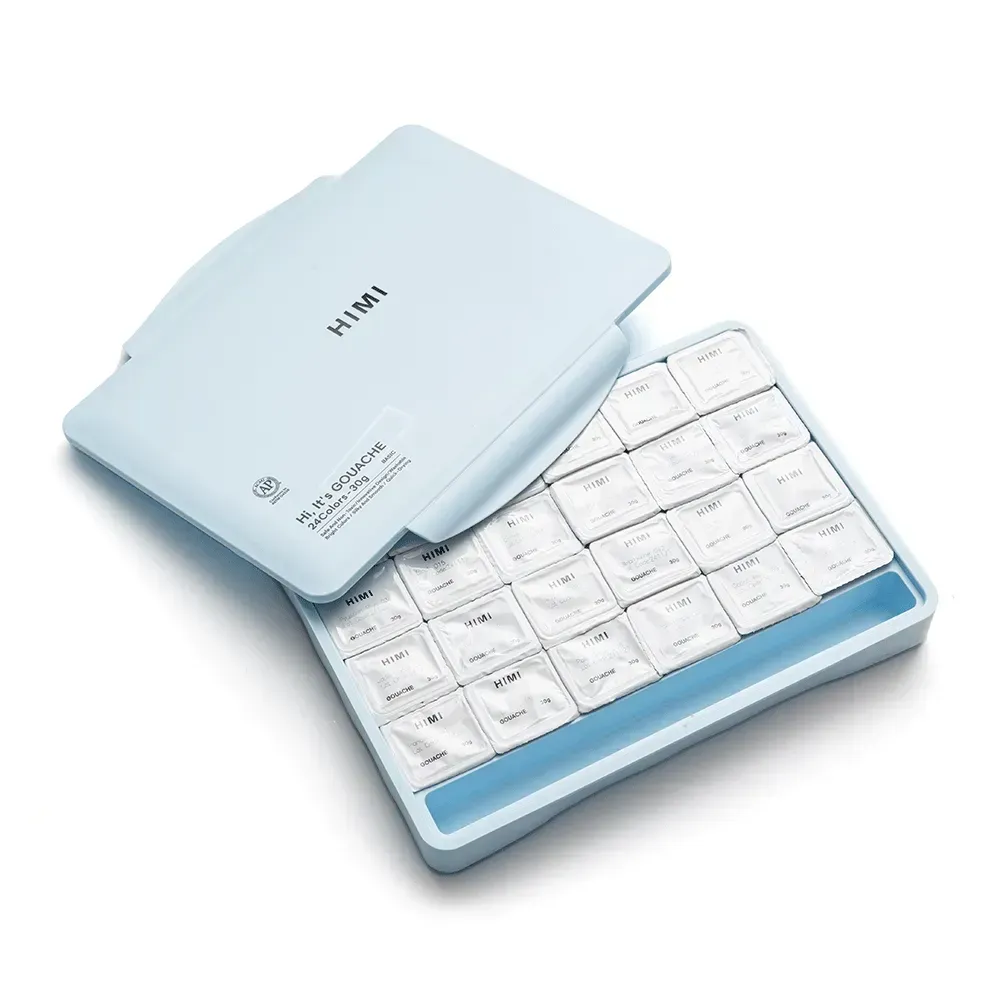 Набор гуашевых красок Jelly Cup 24*30 мл, синий пластик.пенал, HIMI 2