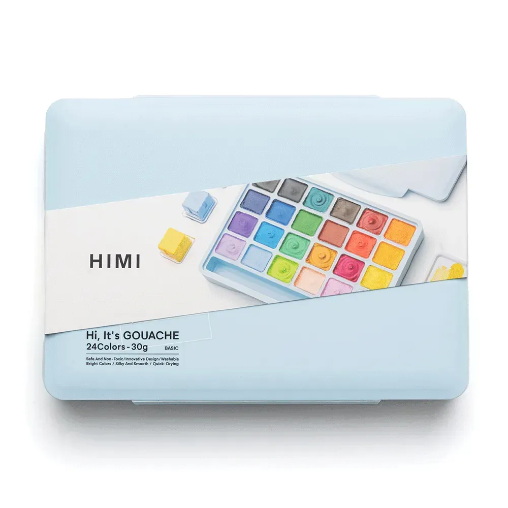 Набор гуашевых красок Jelly Cup 24*30 мл, синий пластик.пенал, HIMI