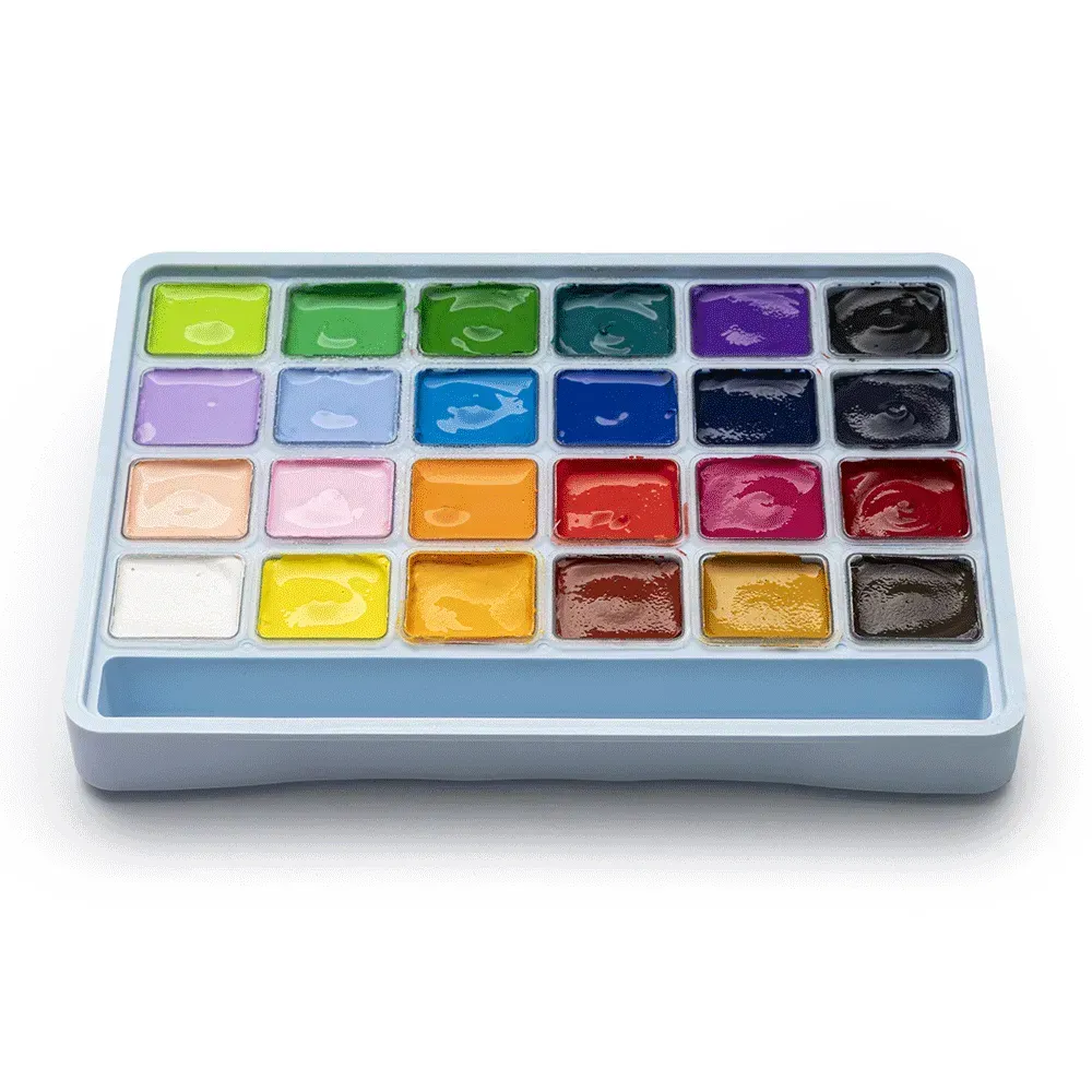 Набор гуашевых красок Jelly Cup 24*30 мл, синий пластик.пенал, HIMI 6