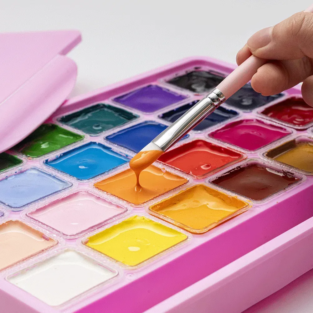 Набор гуашевых красок Jelly Cup 24*30 мл, розовый пластик.пенал, HIMI 9