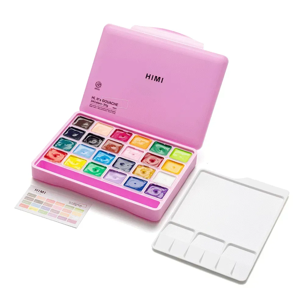 Набор гуашевых красок Jelly Cup 24*30 мл, розовый пластик.пенал, HIMI 5