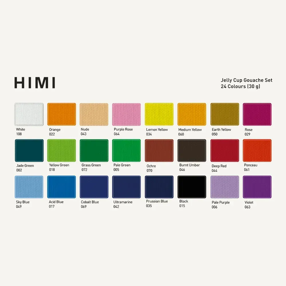 Набор гуашевых красок Jelly Cup 24*30 мл, розовый пластик.пенал, HIMI 10