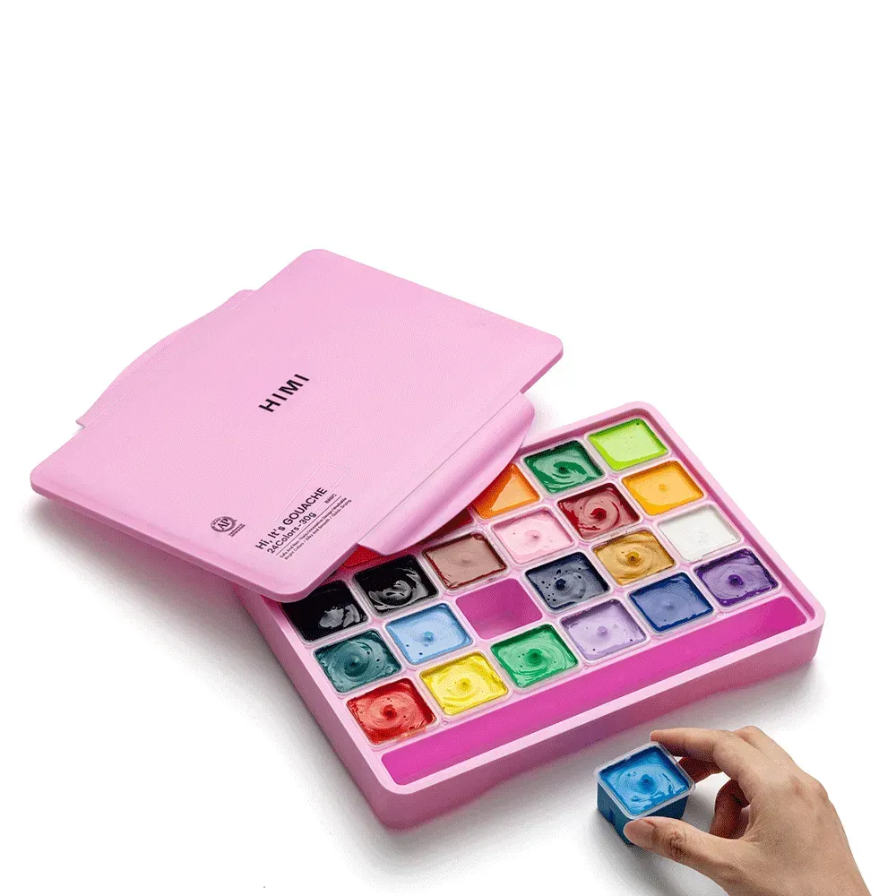 Набор гуашевых красок Jelly Cup 24*30 мл, розовый пластик.пенал, HIMI 7