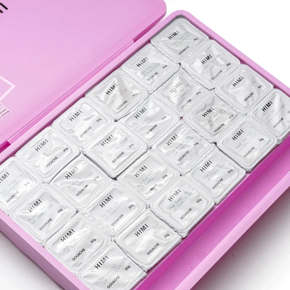 Набор гуашевых красок Jelly Cup 24*30 мл, розовый пластик.пенал, HIMI 3