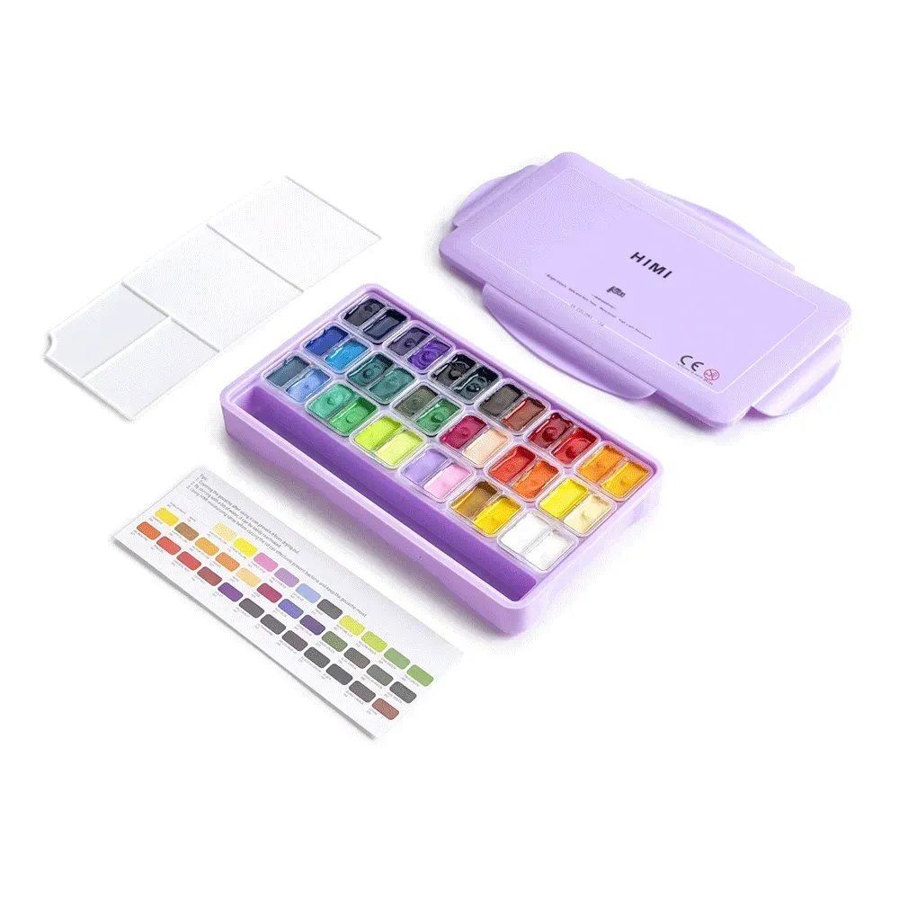 Набор гуашевых красок Twin Cup 36*12 мл, фиолетовый пластик.пенал, HIMI 3