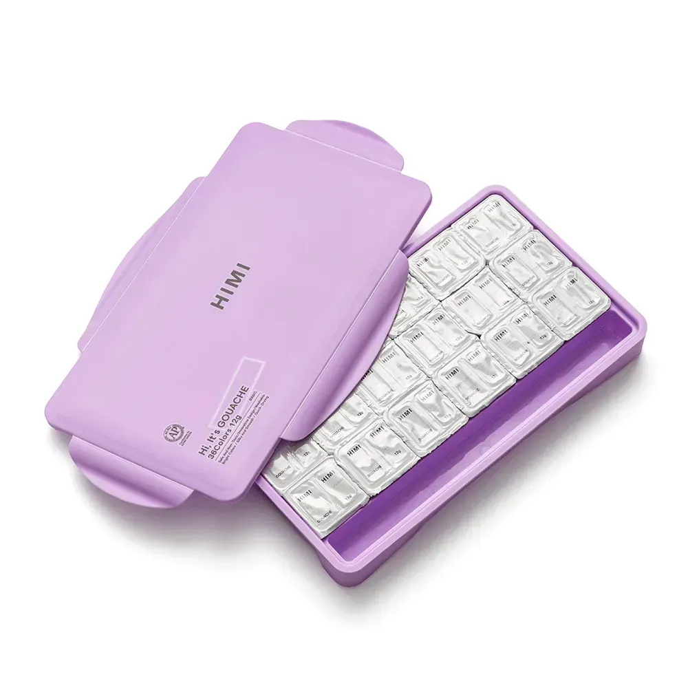 Набор гуашевых красок Twin Cup 36*12 мл, фиолетовый пластик.пенал, HIMI 1