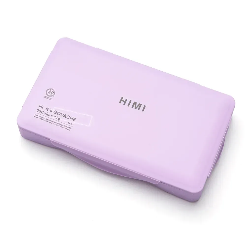 Набор гуашевых красок Twin Cup 36*12 мл+3 кисти, фиолетовый пластик.пенал, HIMI 1