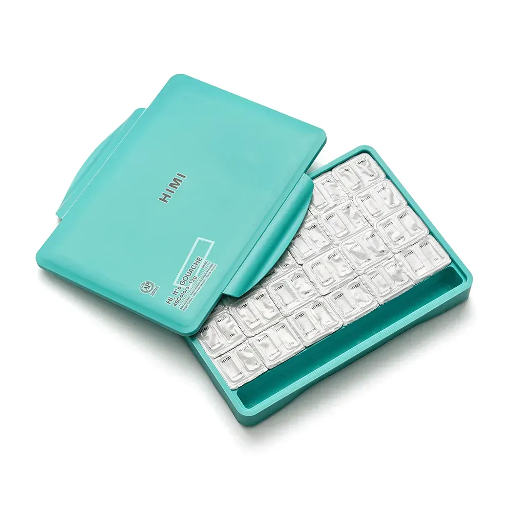 Набір гуашевих фарб Twin Cup 48*12 мл, зелений пластик.пенал, HIMI 2