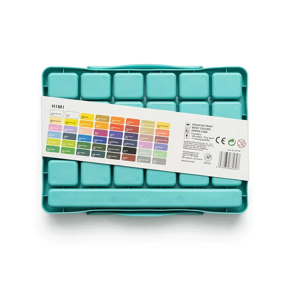 Набір гуашевих фарб Twin Cup 48*12 мл, зелений пластик.пенал, HIMI 9
