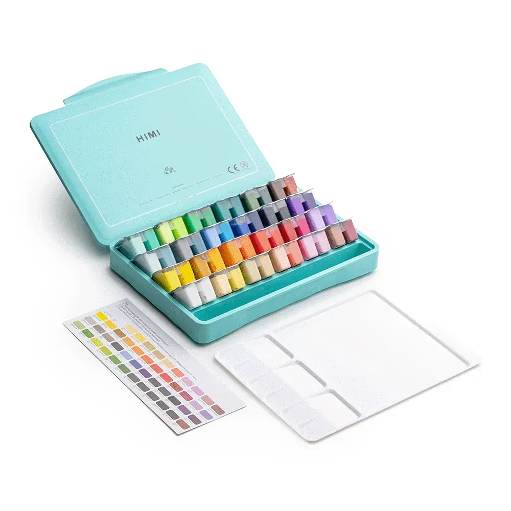 Набір гуашевих фарб Twin Cup 48*12 мл, зелений пластик.пенал, HIMI 8