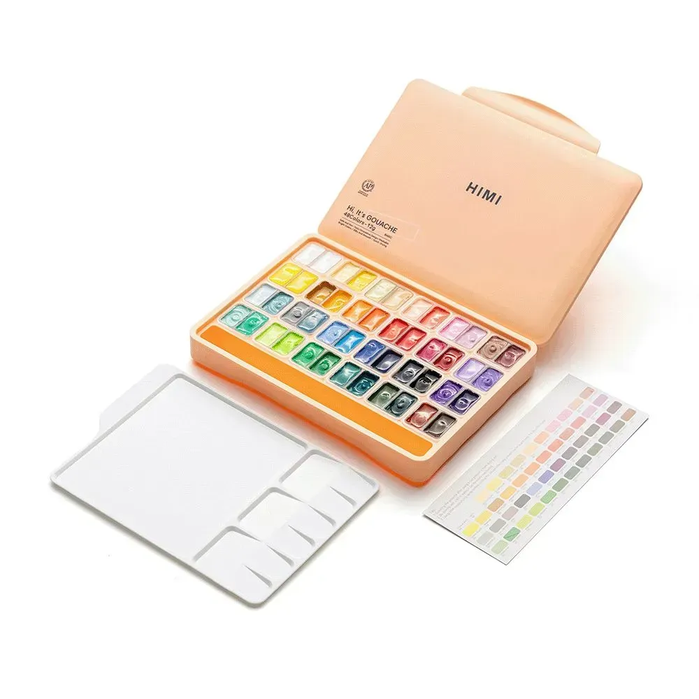 Набір гуашевих фарб Twin Cup 48*12 мл, персиковий пластик.пенал, HIMI 6